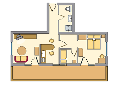 Apartment, shower, toilet, noise-proof