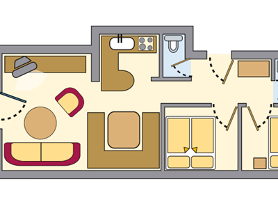 Apartment, shower, toilet, noise-proof