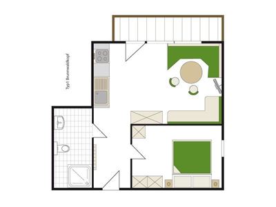 Apartment, shower or bath, toilet, balcony